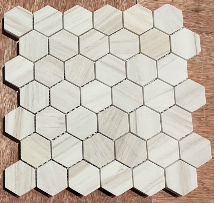 Hexagon Wooden White Honed 2 x 2 11.75 x 12 Hexagon Wooden White Honed 2 x 2 11.75 x 12